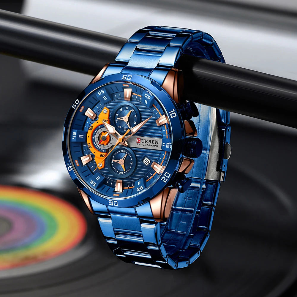 CURREN Stainless Steel Watches for Mens Creative Fashion