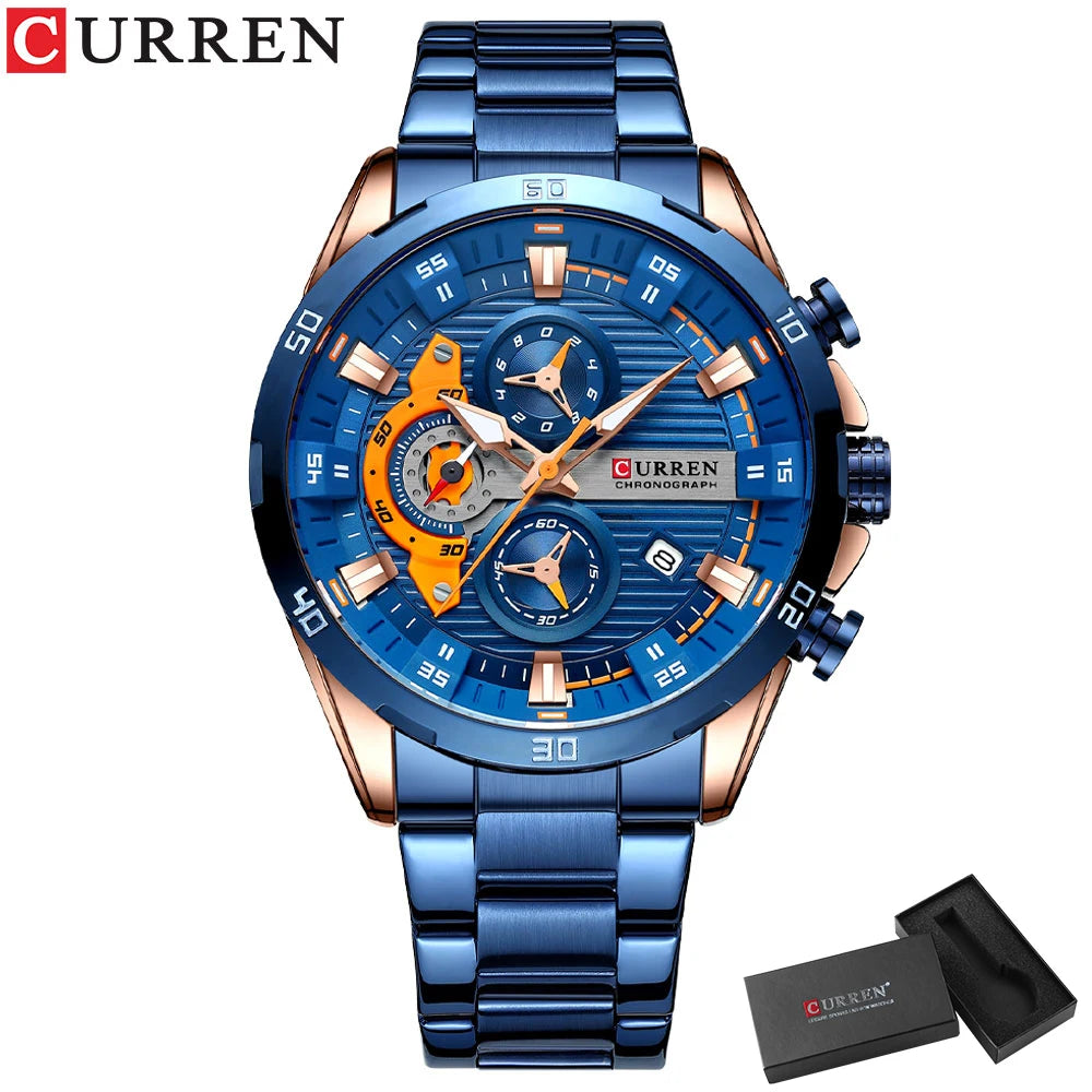 CURREN Stainless Steel Watches for Mens Creative Fashion