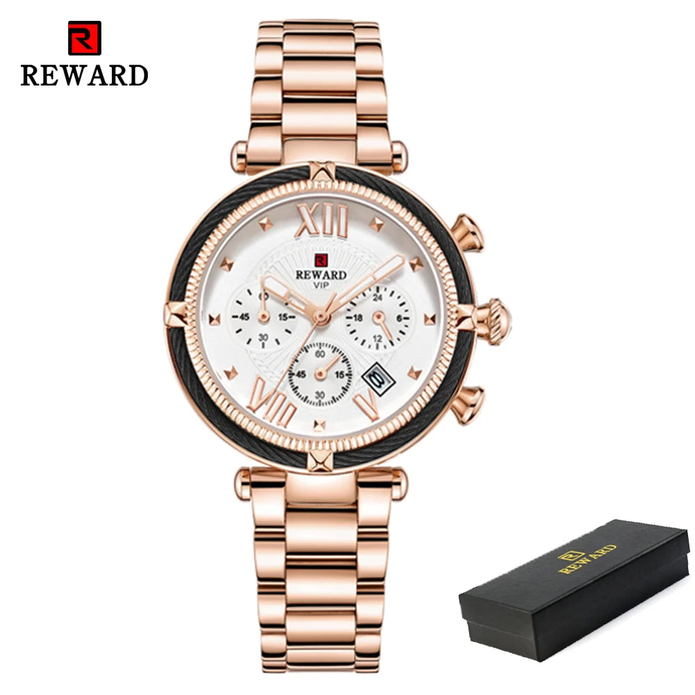 REWARD Luxury Fashion Women Watches Waterproof Casual Quartz Ladys Watch