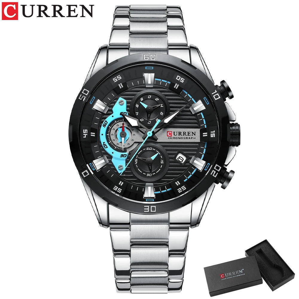 CURREN Stainless Steel Watches for Mens Creative Fashion