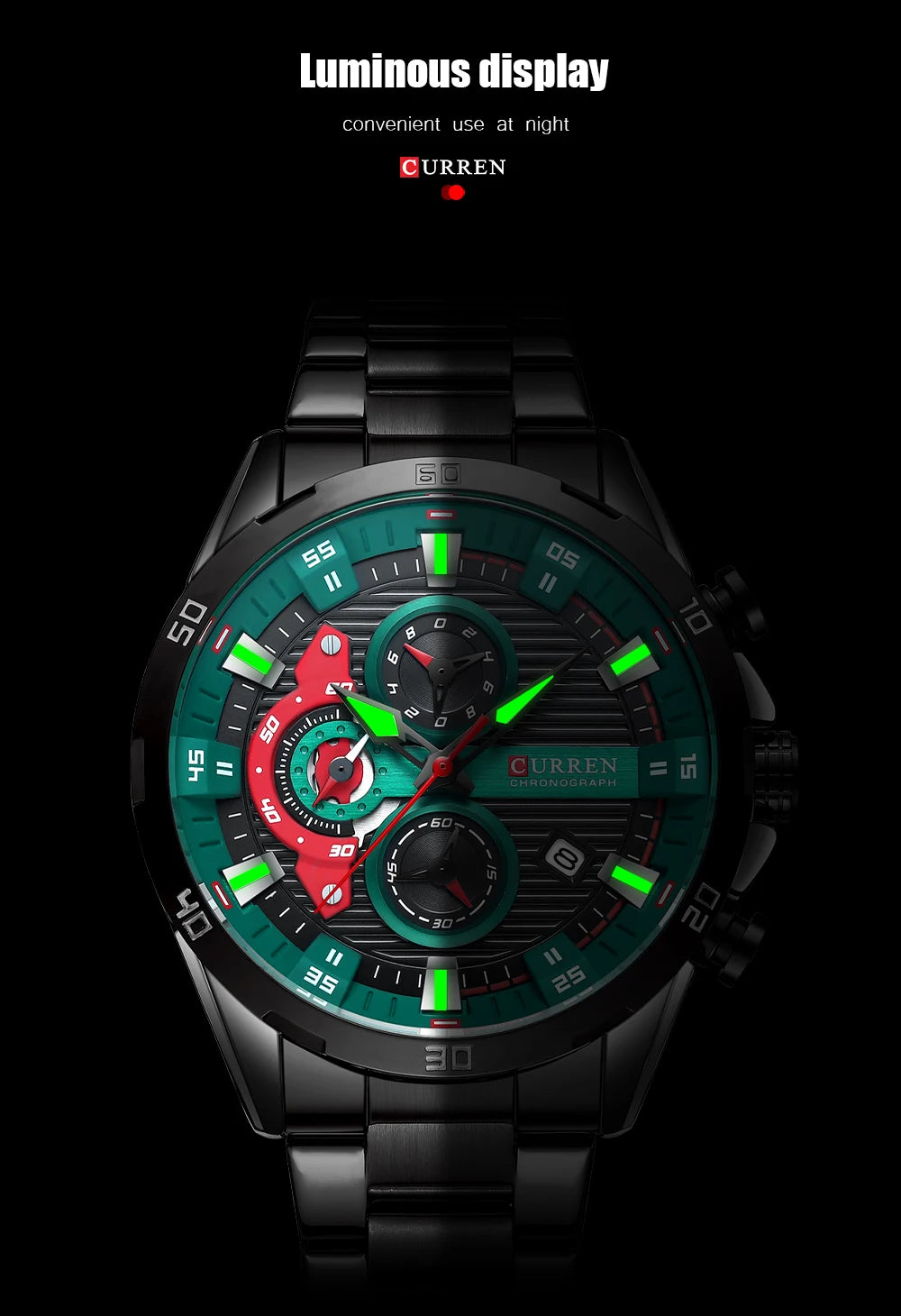 CURREN Stainless Steel Watches for Mens Creative Fashion