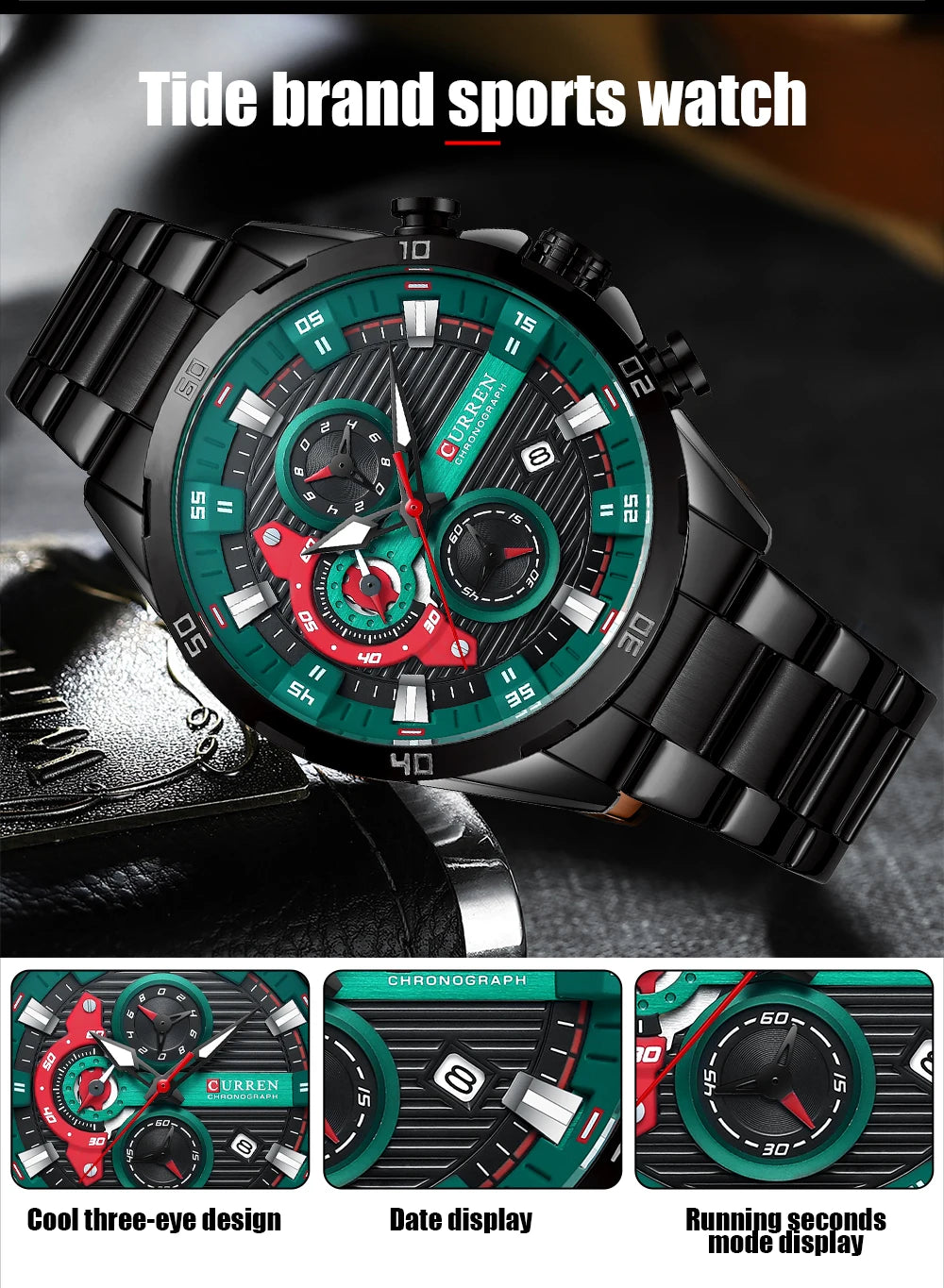 CURREN Stainless Steel Watches for Mens Creative Fashion
