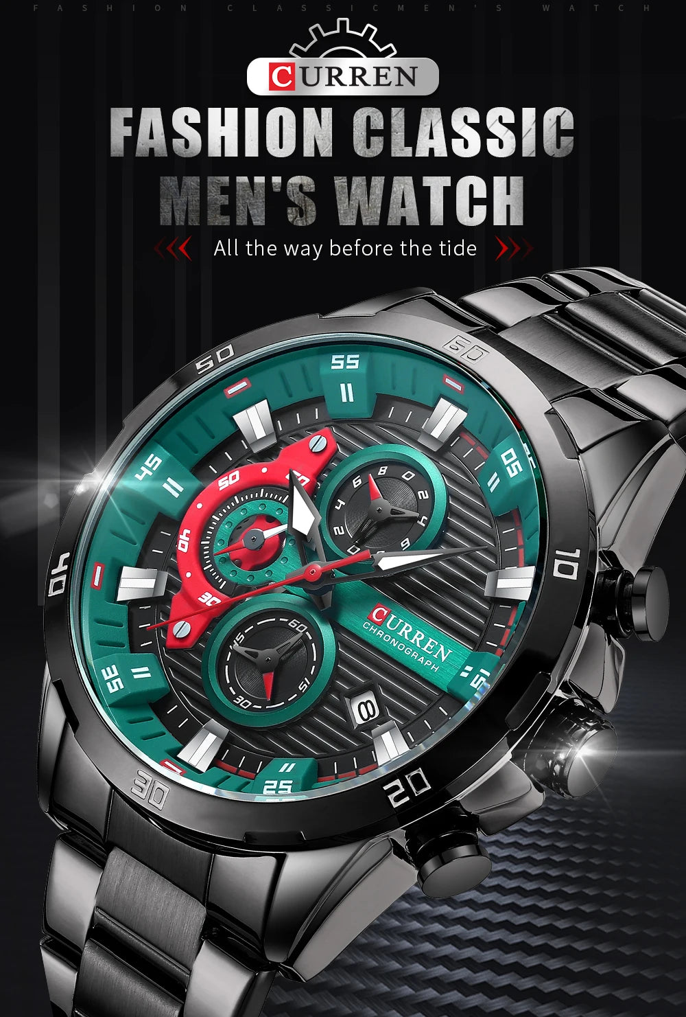 CURREN Stainless Steel Watches for Mens Creative Fashion