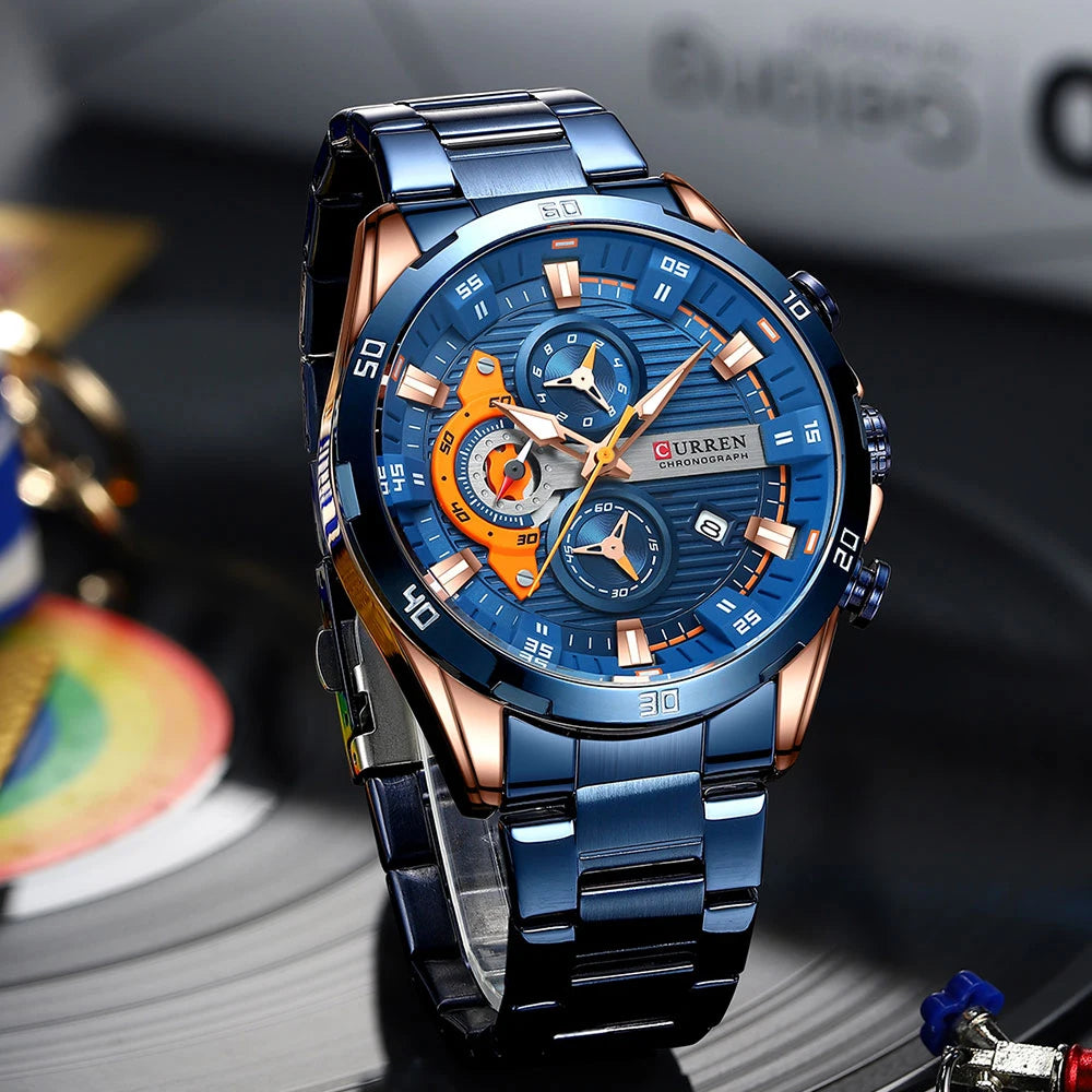 CURREN Stainless Steel Watches for Mens Creative Fashion