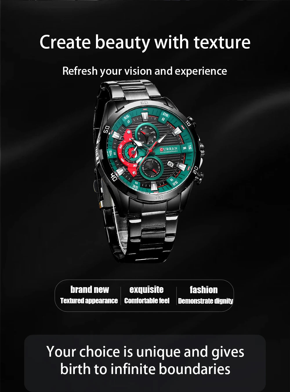 CURREN Stainless Steel Watches for Mens Creative Fashion