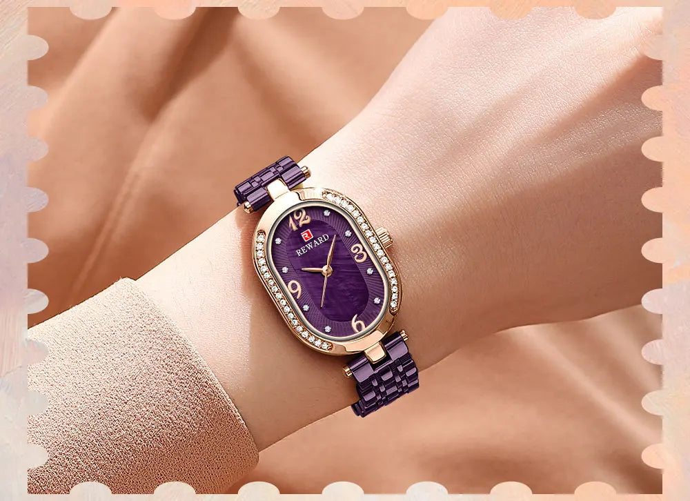 New REWARD Women Wristwatch Fashion Luxury Quartz Wrist Watches Stainless Steel Strap Gift for Girl Wife Mother Friends
