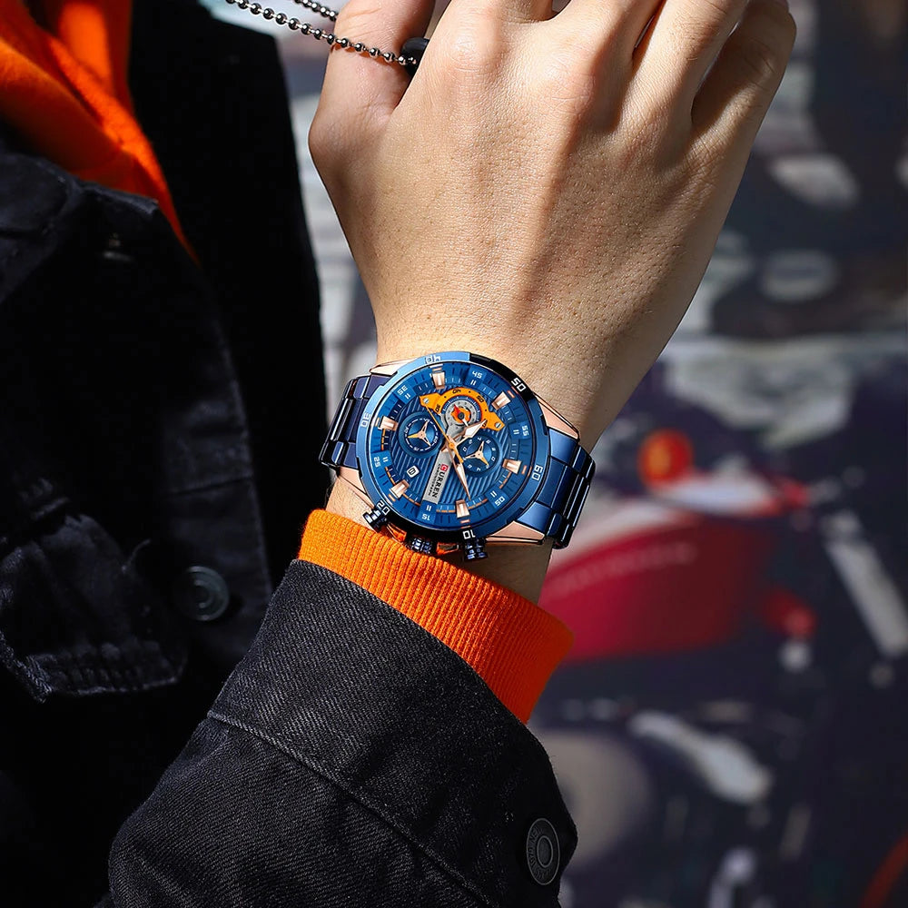 CURREN Stainless Steel Watches for Mens Creative Fashion