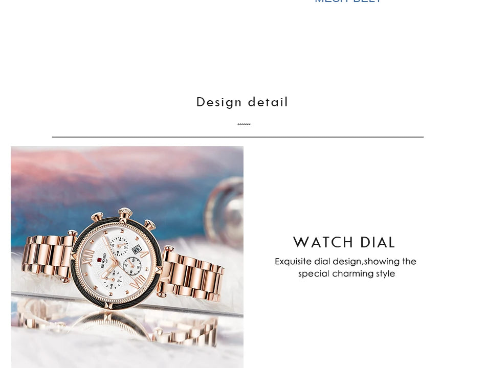 REWARD Luxury Fashion Women Watches Waterproof Casual Quartz Ladys Watch