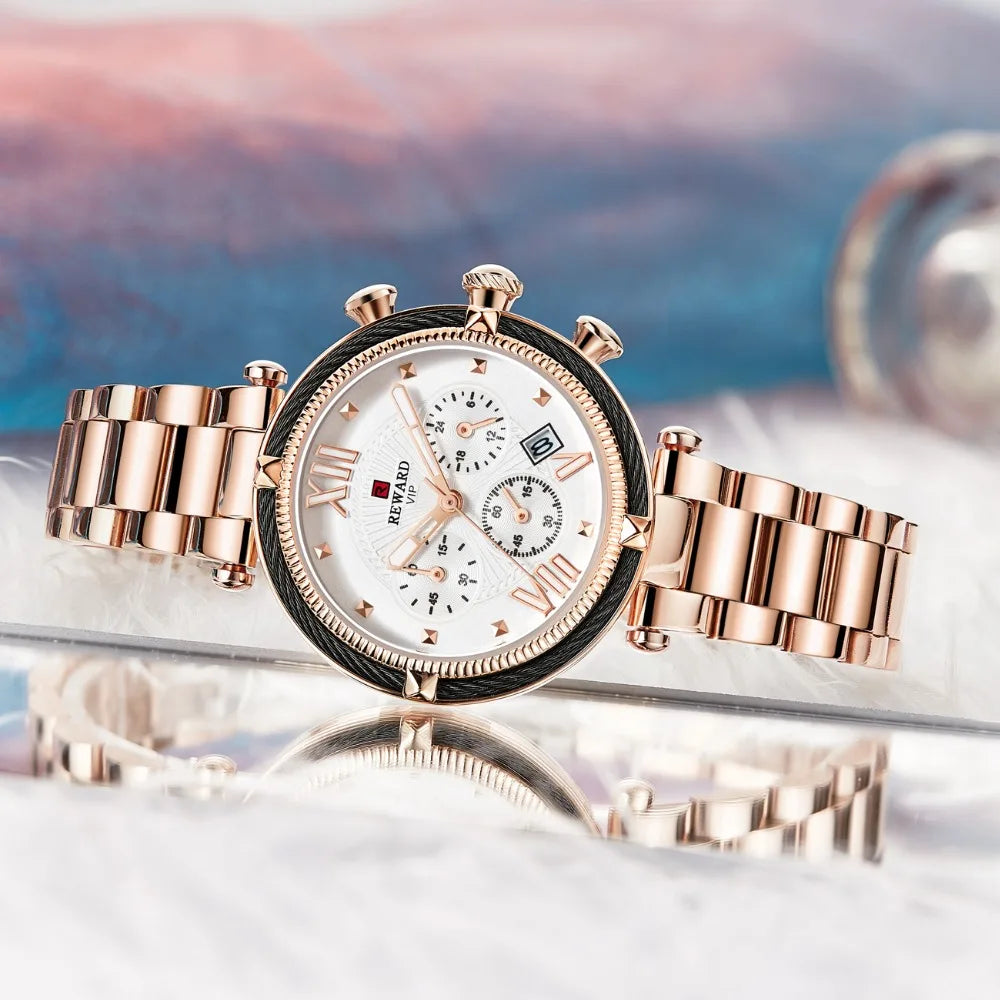 REWARD Luxury Fashion Women Watches Waterproof Casual Quartz Ladys Watch