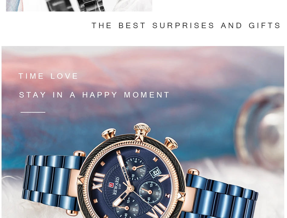 REWARD Luxury Fashion Women Watches Waterproof Casual Quartz Ladys Watch