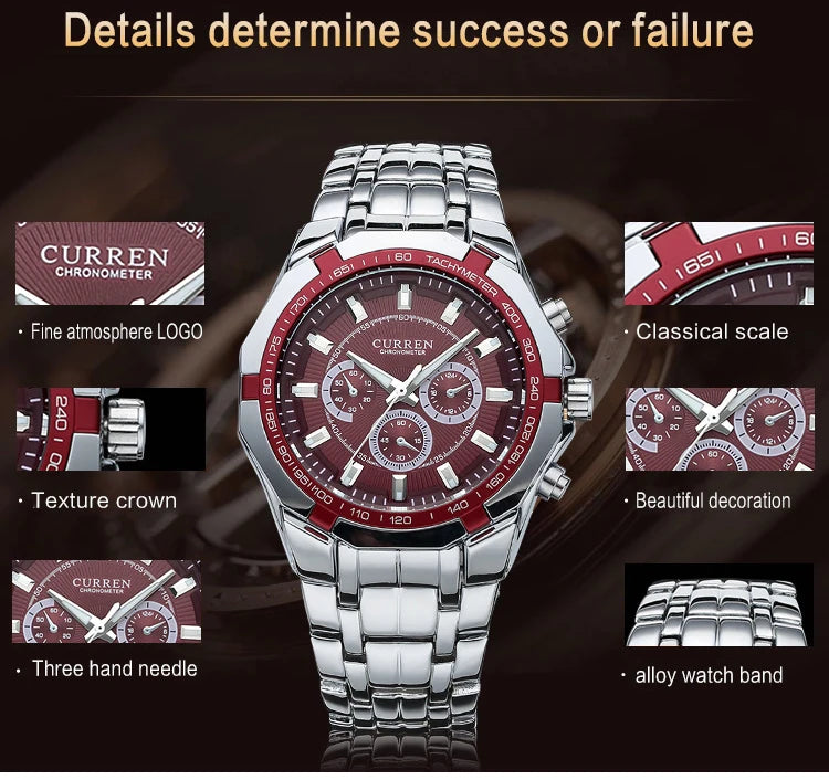 CURREN Men Luxury Brand Military Sport Mens Watches Full Steel
