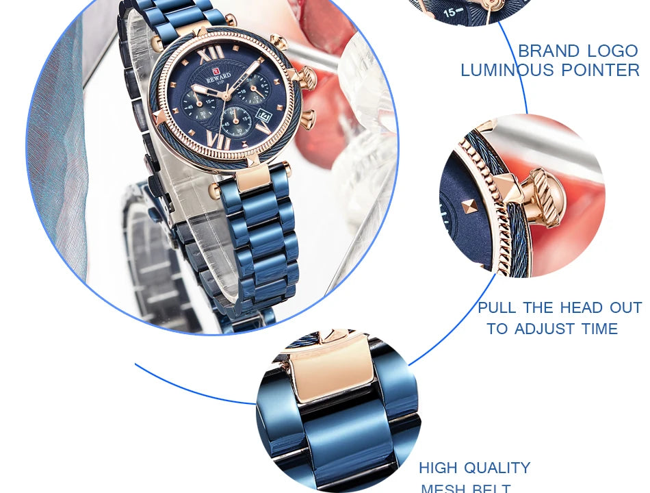 REWARD Luxury Fashion Women Watches Waterproof Casual Quartz Ladys Watch