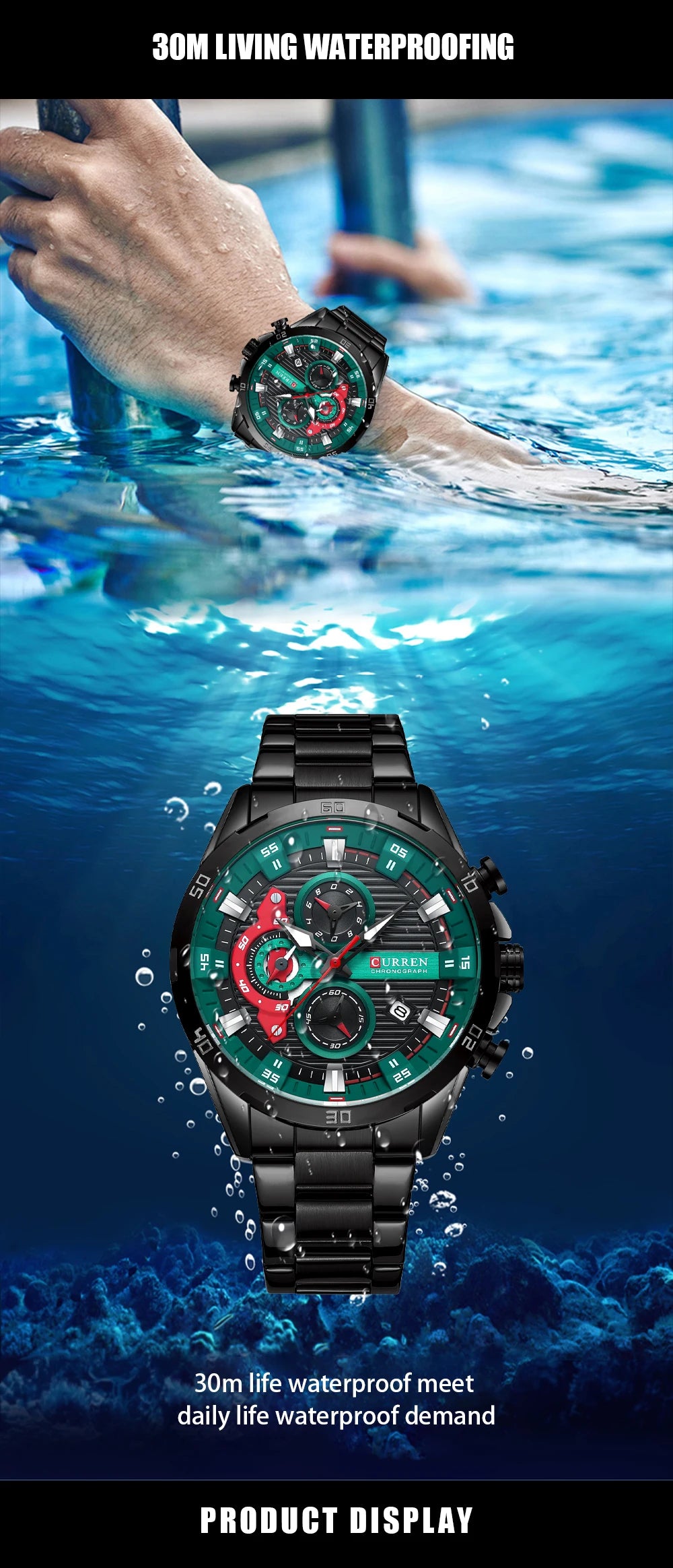 CURREN Stainless Steel Watches for Mens Creative Fashion