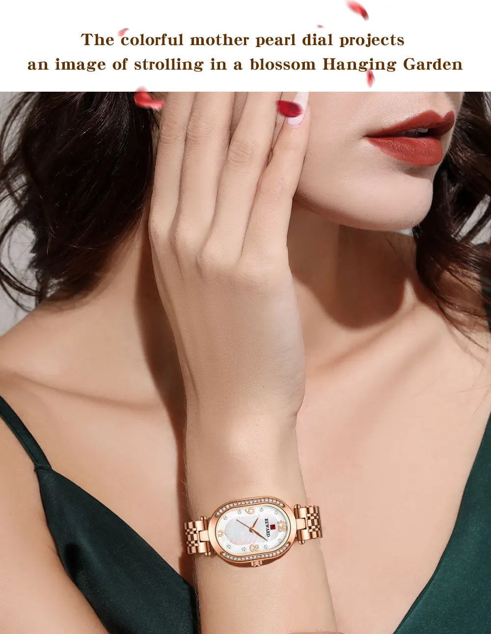 New REWARD Women Wristwatch Fashion Luxury Quartz Wrist Watches Stainless Steel Strap Gift for Girl Wife Mother Friends