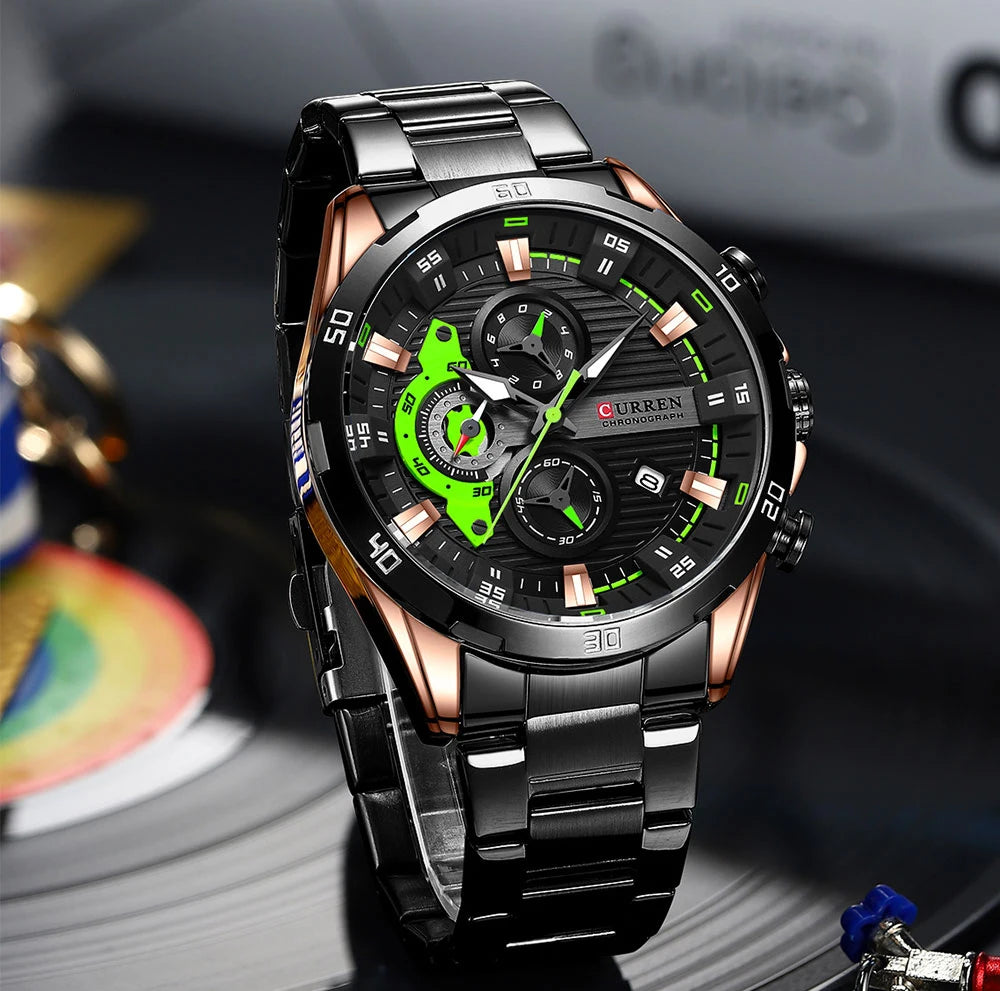 CURREN Stainless Steel Watches for Mens Creative Fashion