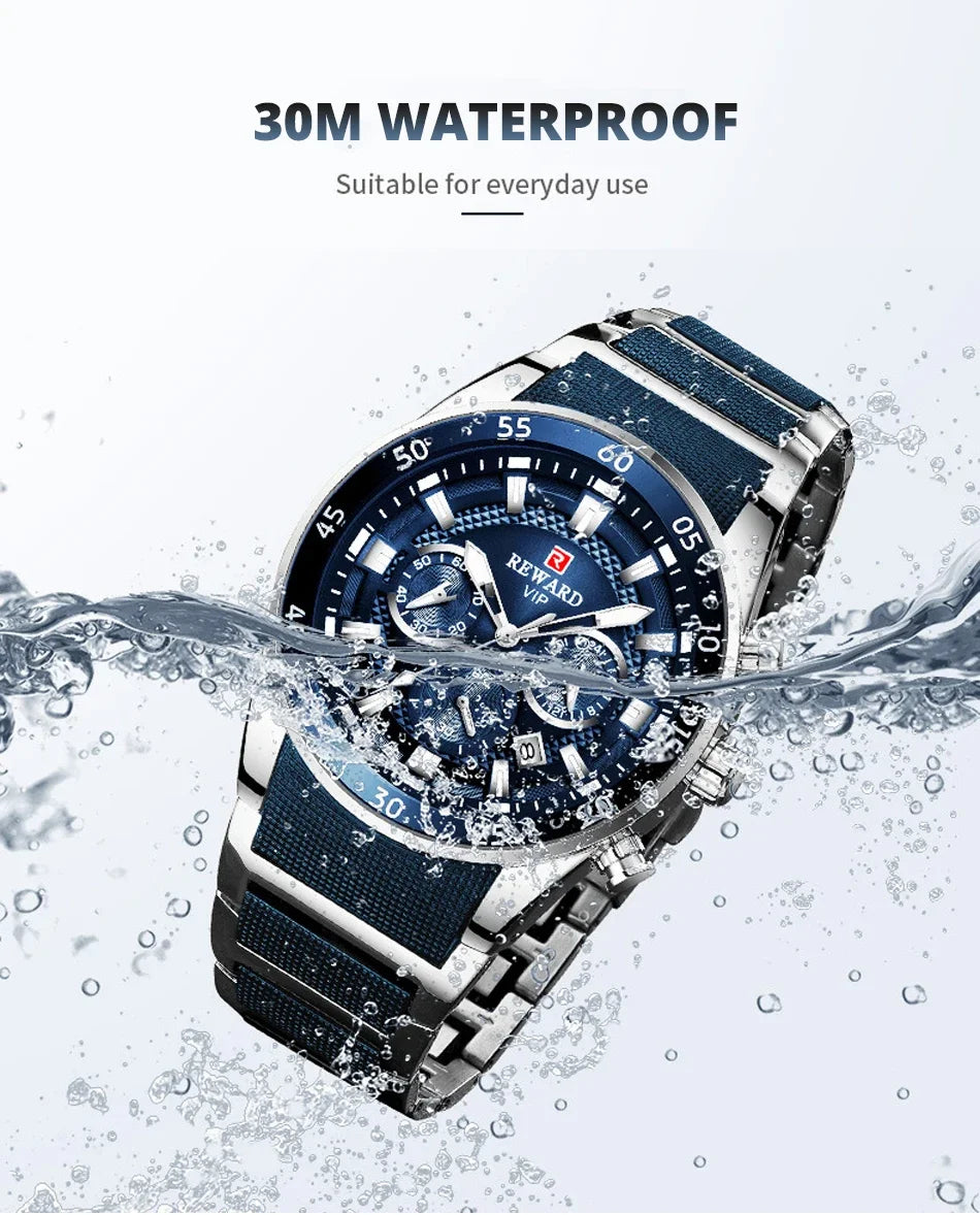 REWARD 81001 Men Watch Luxury Quartz All Steel Men Watch