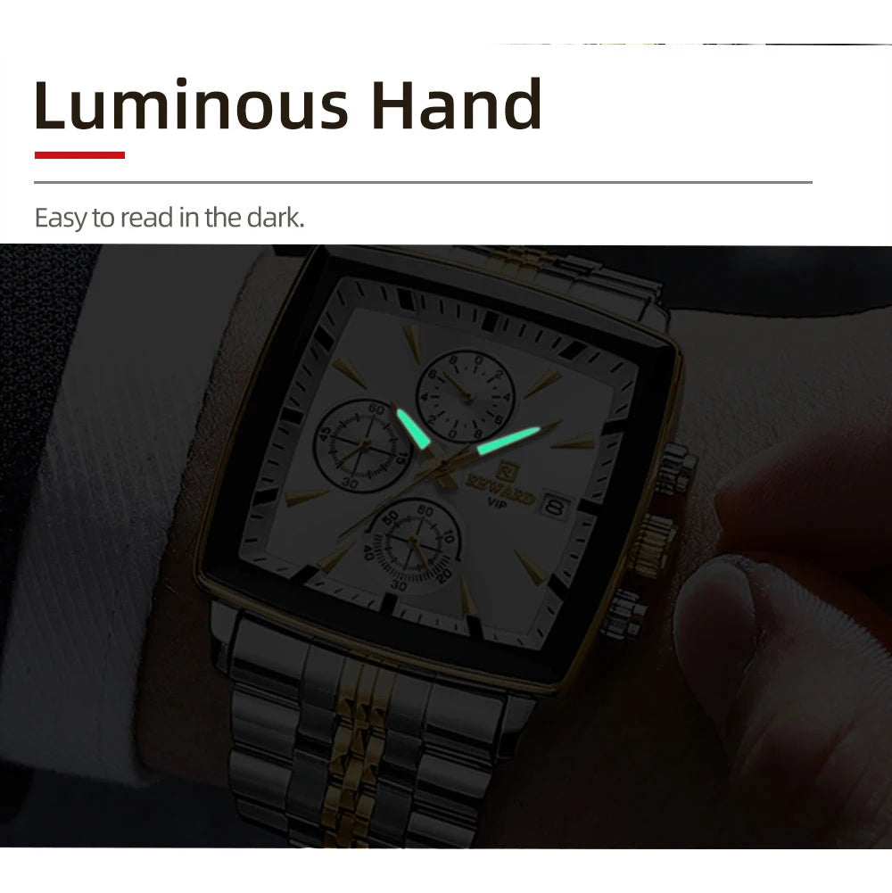 REWARD Rectangle Men's Watches Quartz Wristwatches Luxury Business