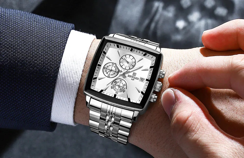 REWARD Rectangle Men's Watches Quartz Wristwatches Luxury Business