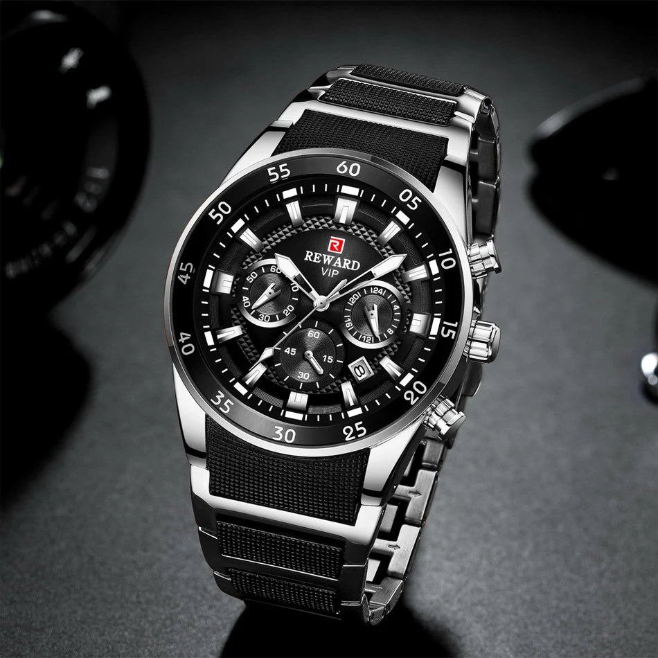 REWARD 81001 Men Watch Luxury Quartz All Steel Men Watch