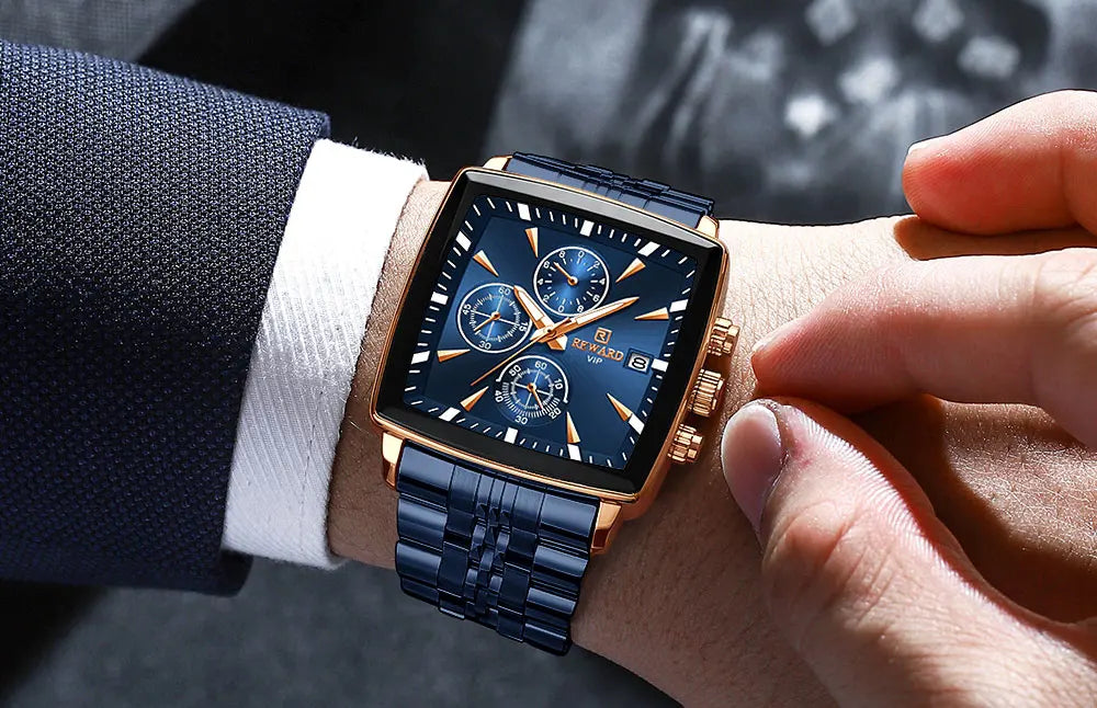 REWARD Rectangle Men's Watches Quartz Wristwatches Luxury Business