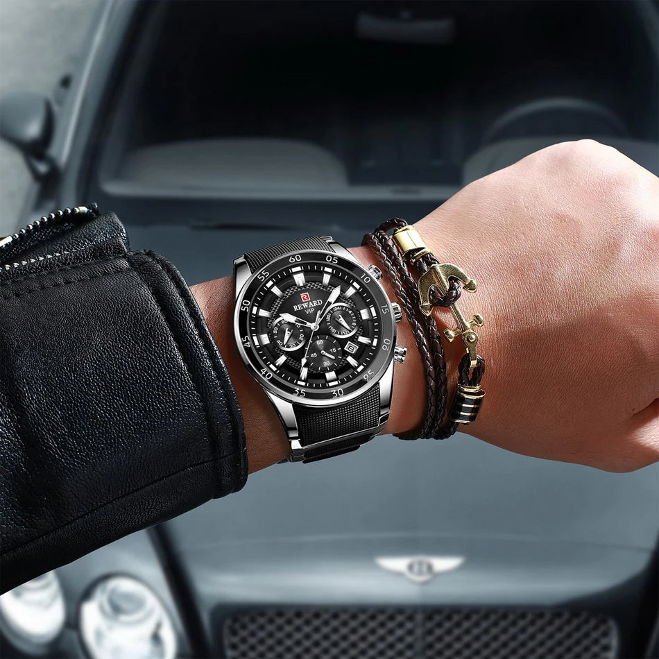 REWARD 81001 Men Watch Luxury Quartz All Steel Men Watch