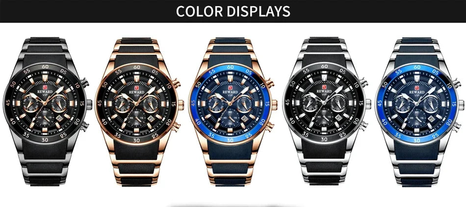 REWARD 81001 Men Watch Luxury Quartz All Steel Men Watch