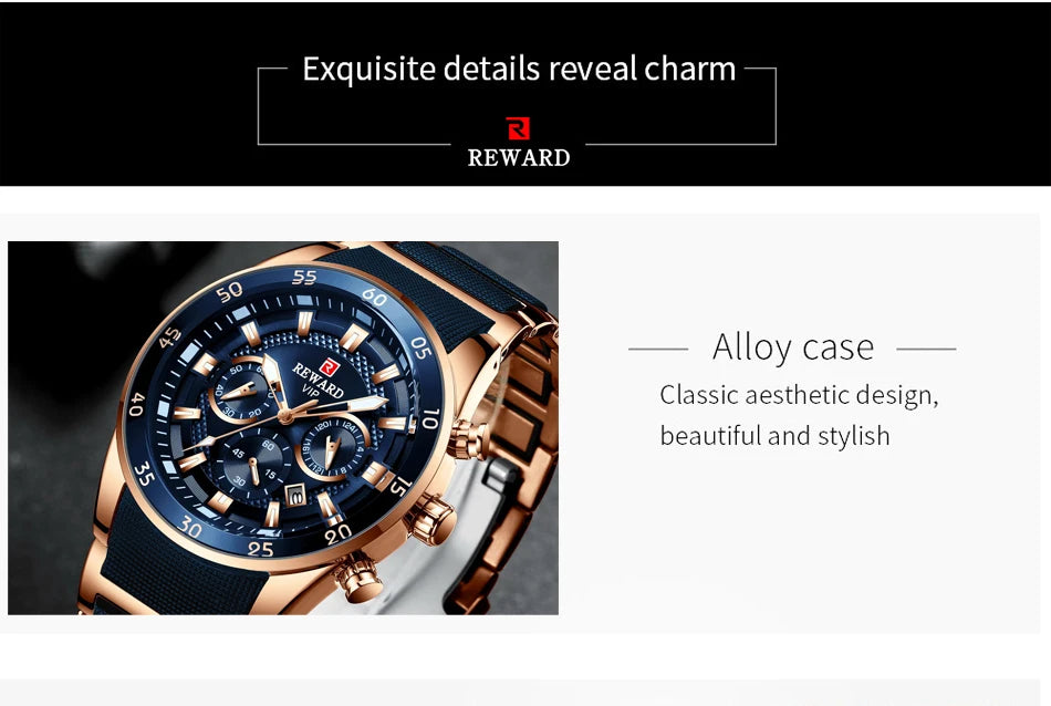 REWARD 81001 Men Watch Luxury Quartz All Steel Men Watch