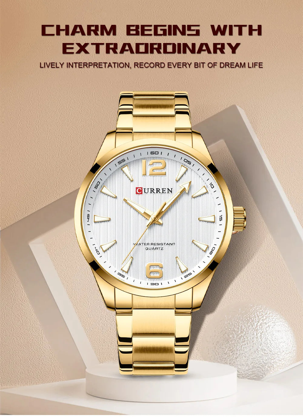 CURREN 8434 Fashion Brand Men's Watches with Luminous Hands Classy