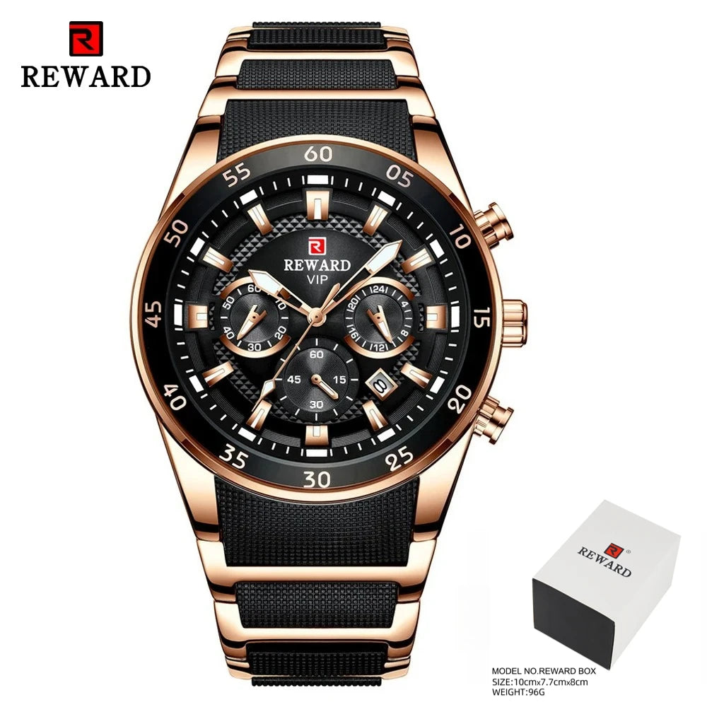 REWARD 81001 Men Watch Luxury Quartz All Steel Men Watch