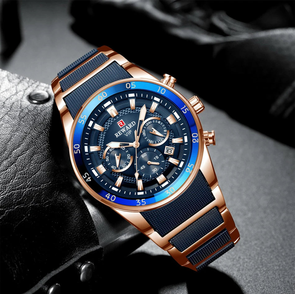 REWARD 81001 Men Watch Luxury Quartz All Steel Men Watch