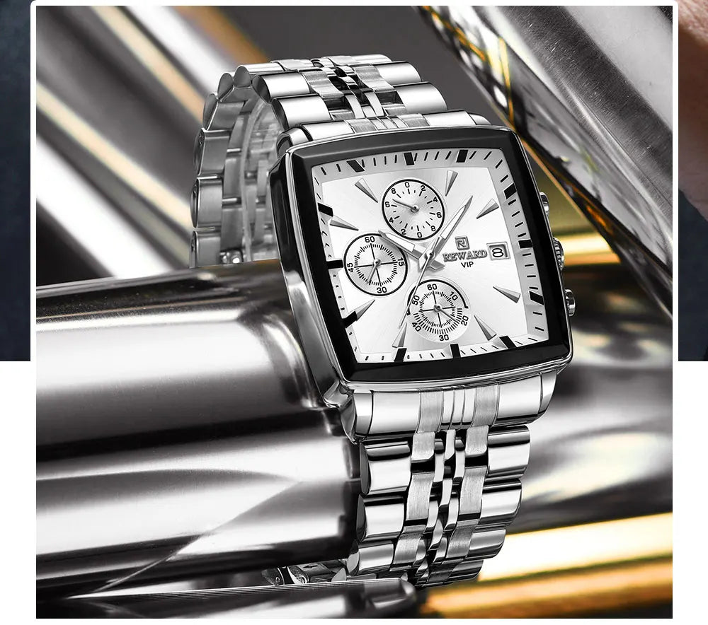 REWARD Rectangle Men's Watches Quartz Wristwatches Luxury Business
