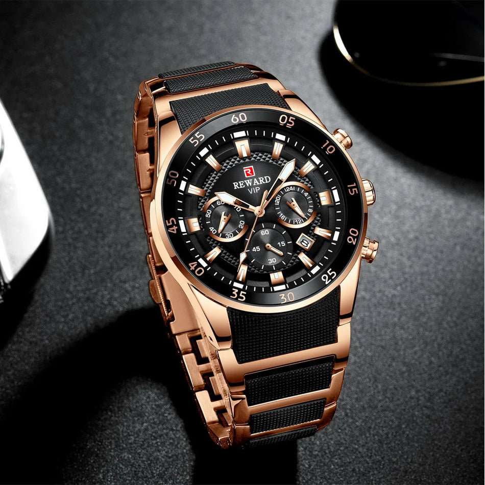 REWARD 81001 Men Watch Luxury Quartz All Steel Men Watch