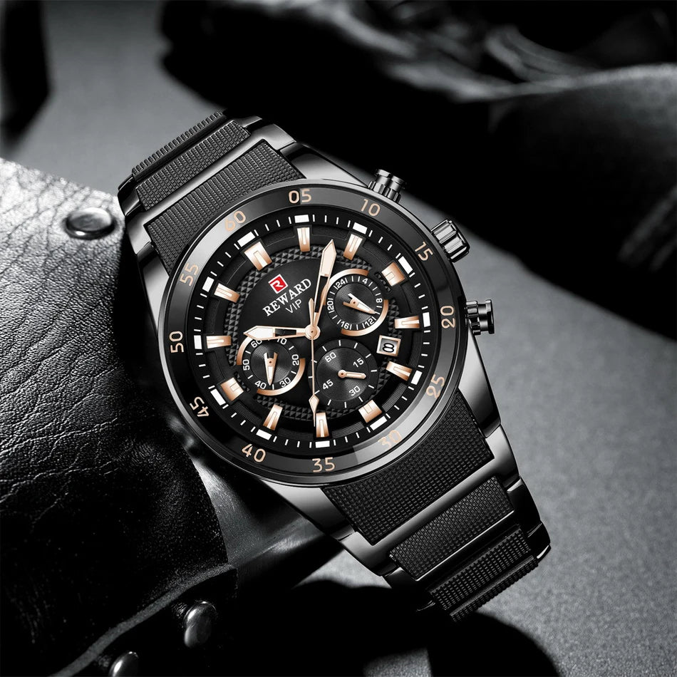 REWARD 81001 Men Watch Luxury Quartz All Steel Men Watch
