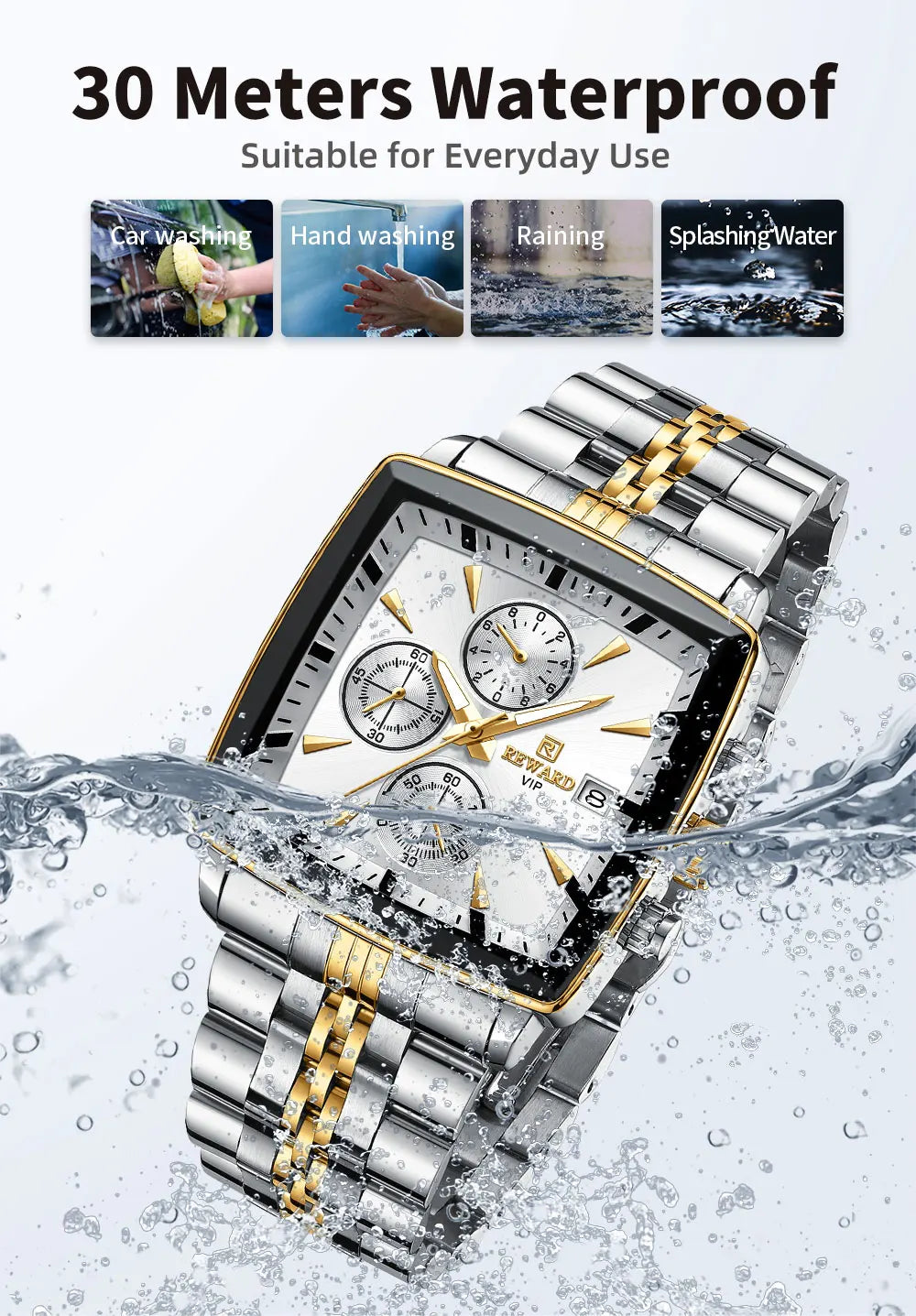 REWARD Rectangle Men's Watches Quartz Wristwatches Luxury Business