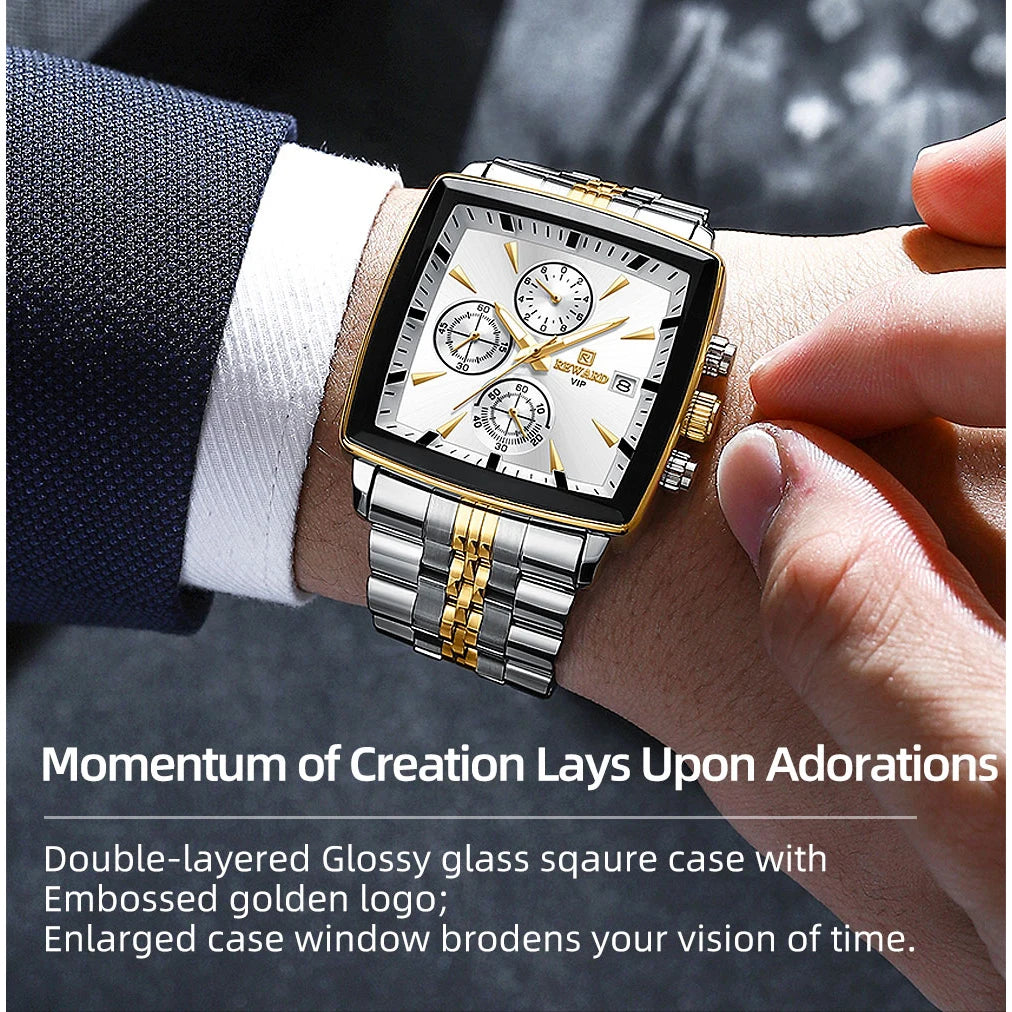 REWARD Rectangle Men's Watches Quartz Wristwatches Luxury Business