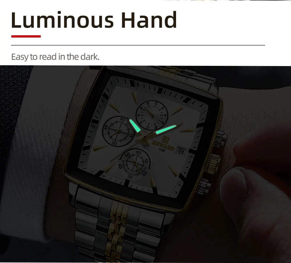 REWARD Rectangle Men's Watches Quartz Wristwatches Luxury Business