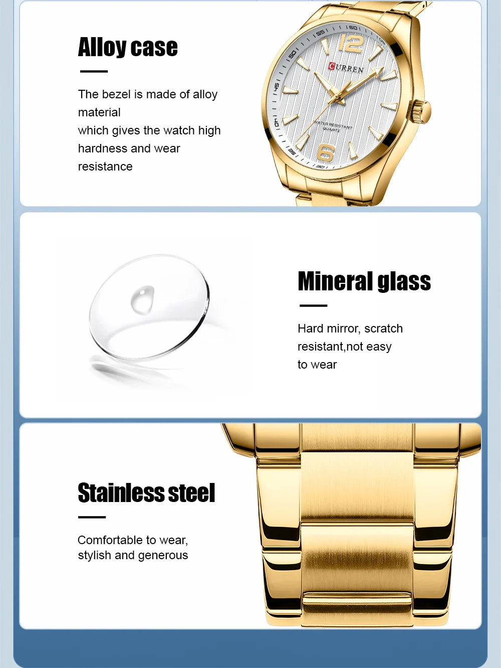 CURREN 8434 Fashion Brand Men's Watches with Luminous Hands Classy