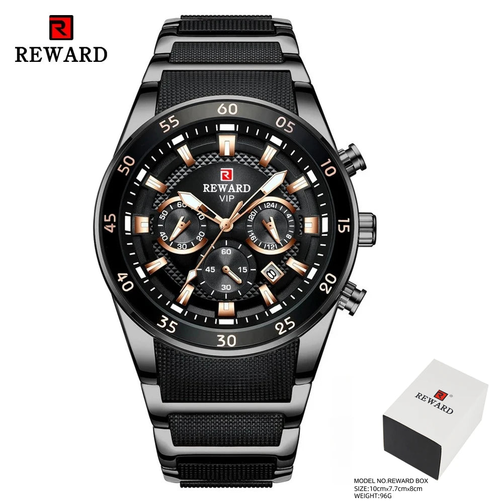 REWARD 81001 Men Watch Luxury Quartz All Steel Men Watch