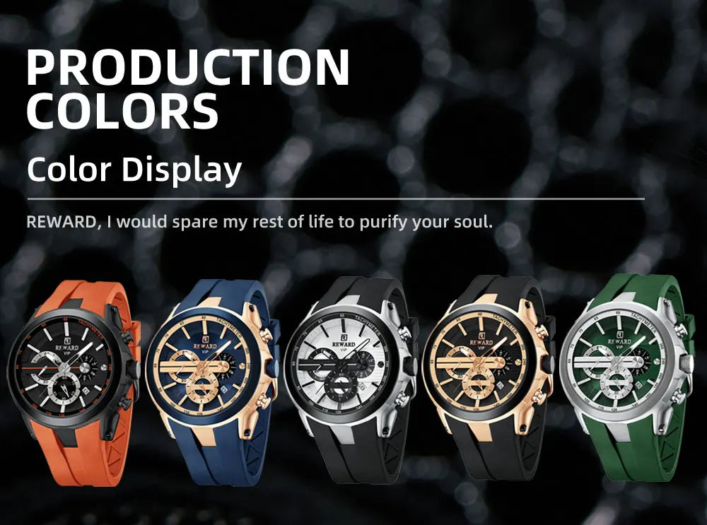 REWARD VIP New Fashion Watch for Men Leather Strap Waterproof