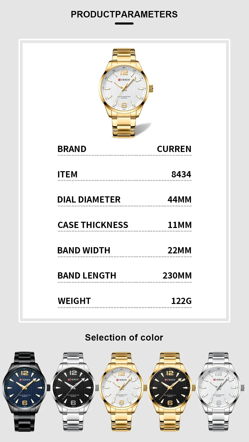CURREN 8434 Fashion Brand Men's Watches with Luminous Hands Classy
