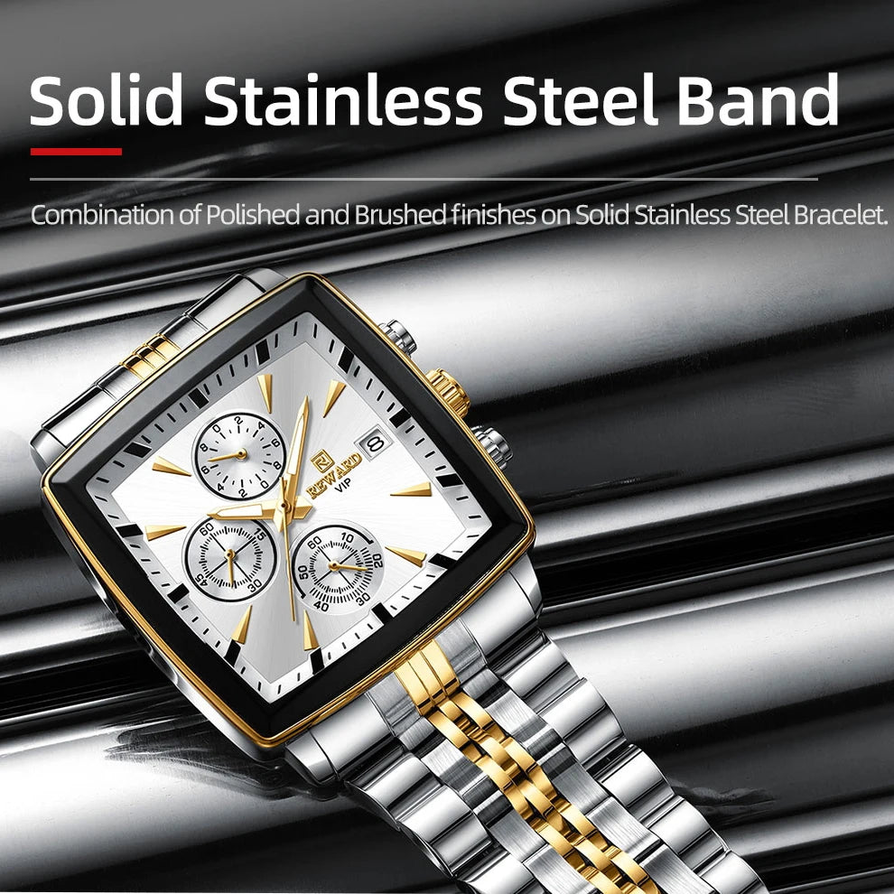 REWARD Rectangle Men's Watches Quartz Wristwatches Luxury Business