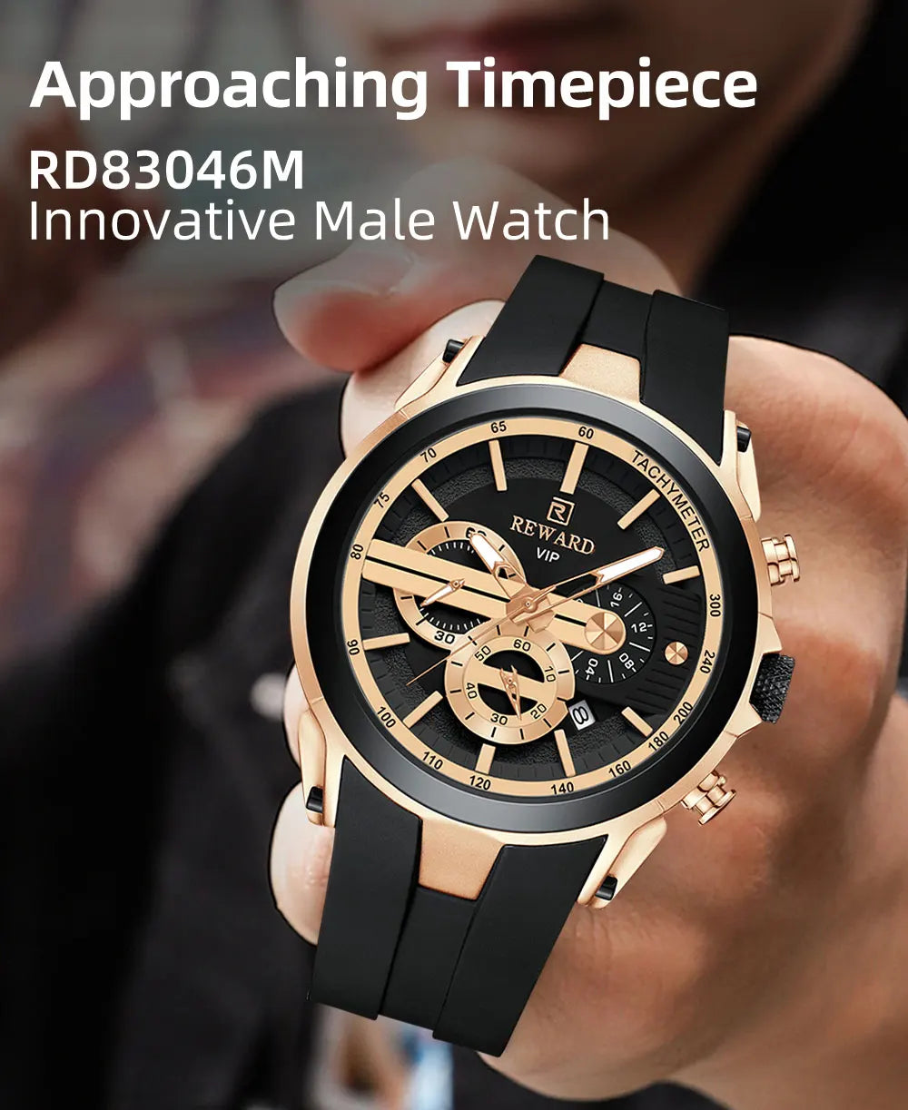 REWARD VIP New Fashion Watch for Men Leather Strap Waterproof