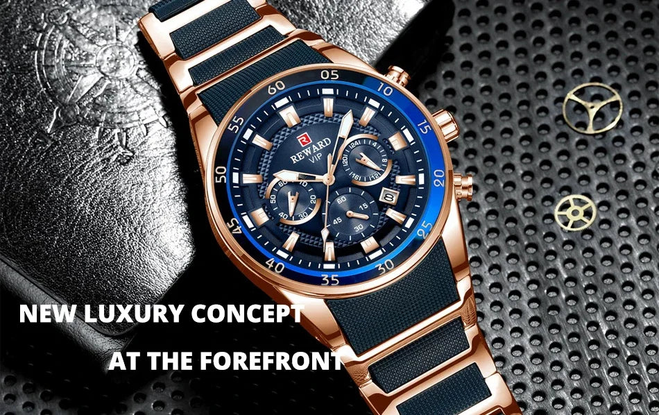 REWARD 81001 Men Watch Luxury Quartz All Steel Men Watch