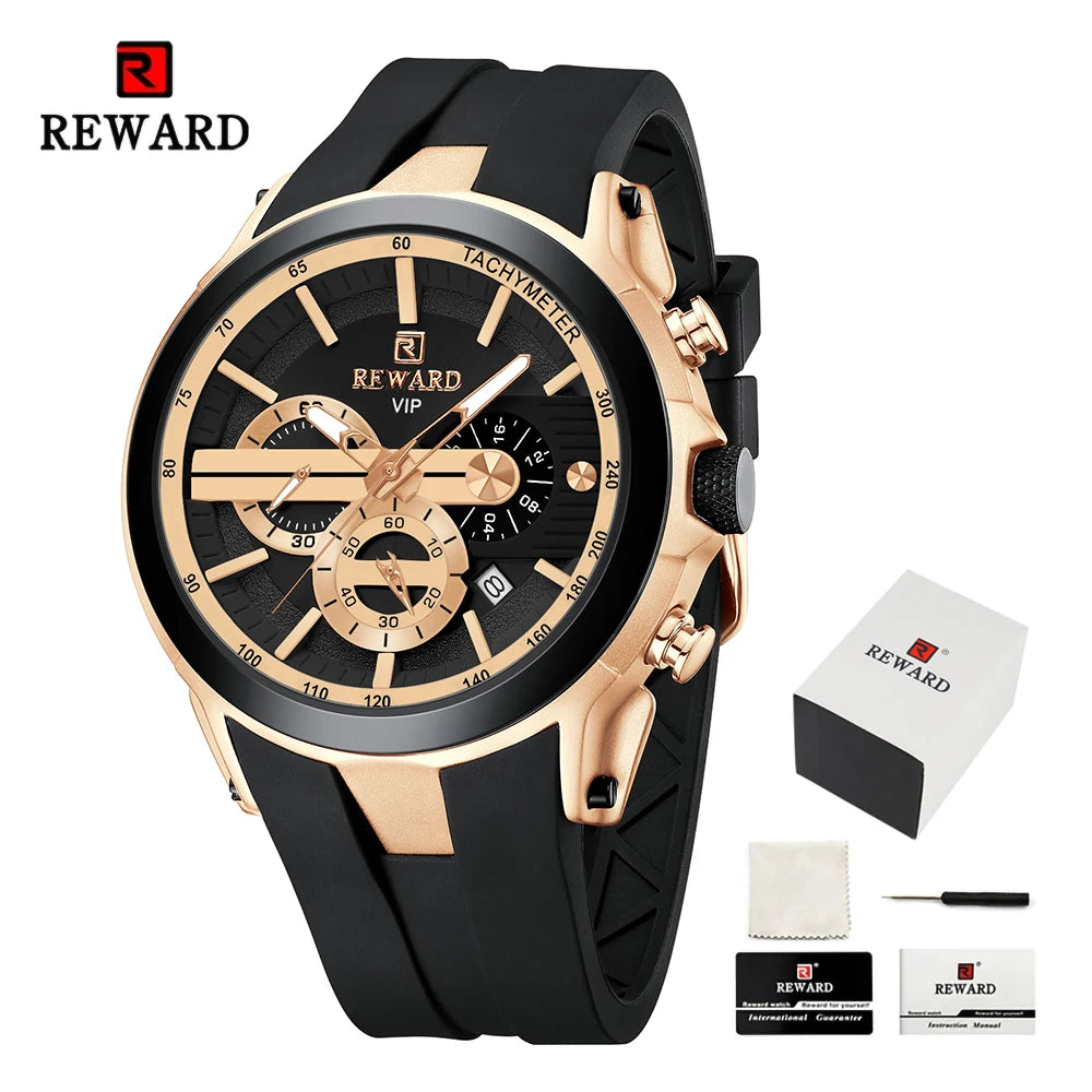 REWARD VIP New Fashion Watch for Men Leather Strap Waterproof