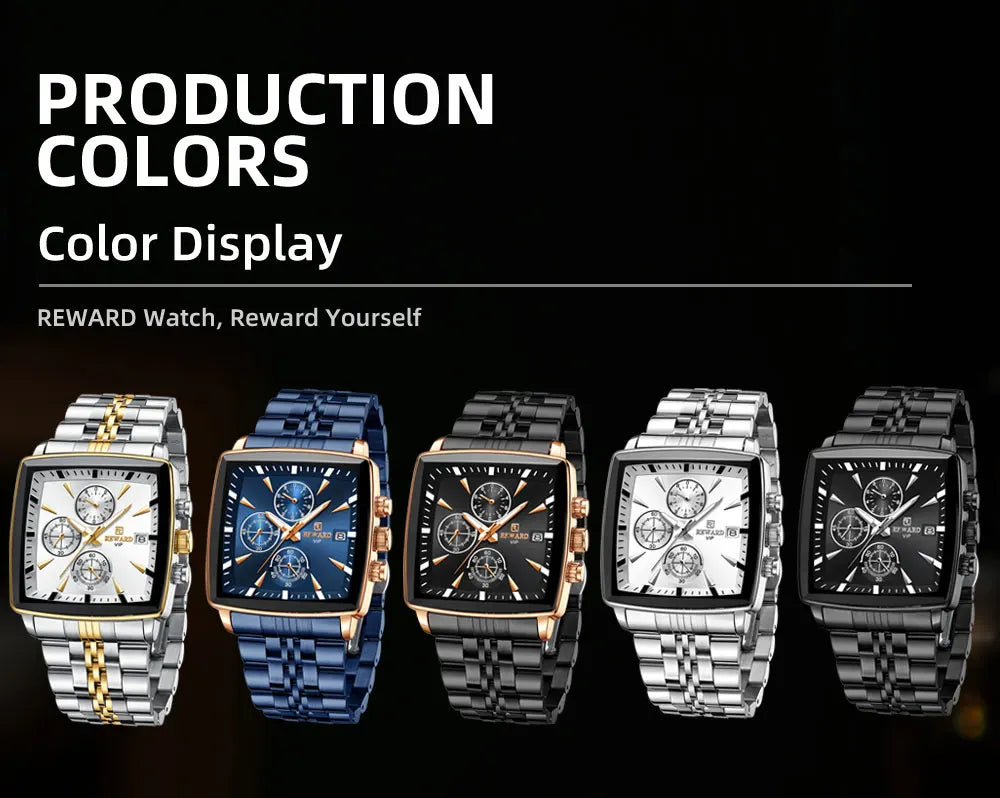 REWARD Rectangle Men's Watches Quartz Wristwatches Luxury Business
