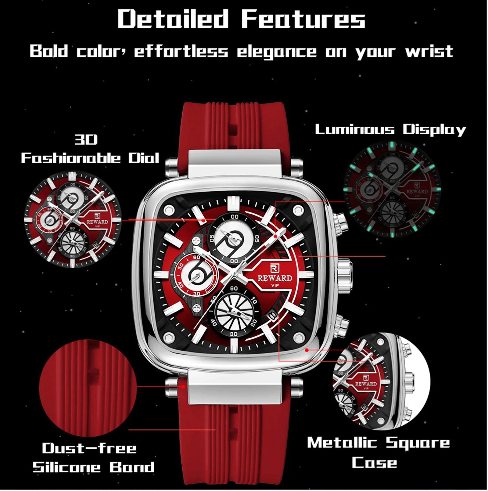REWARD Casual Sport Quartz Man Watch Top Brand Luxury