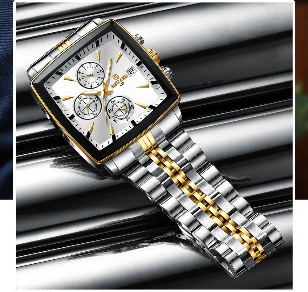 REWARD Rectangle Men's Watches Quartz Wristwatches Luxury Business