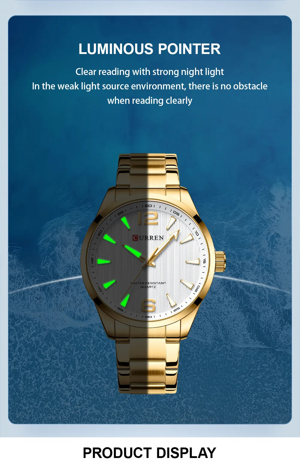 CURREN 8434 Fashion Brand Men's Watches with Luminous Hands Classy