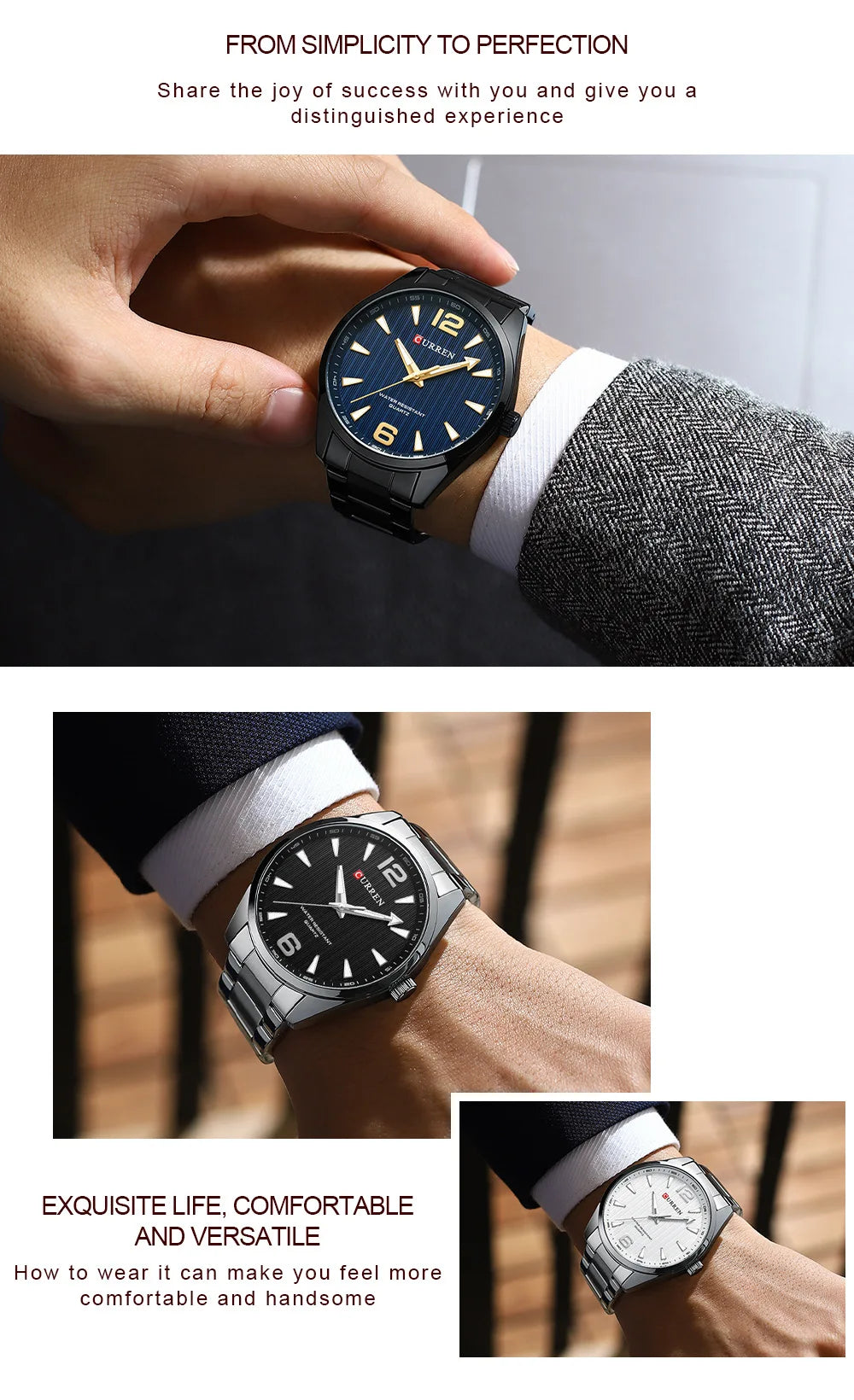 CURREN 8434 Fashion Brand Men's Watches with Luminous Hands Classy
