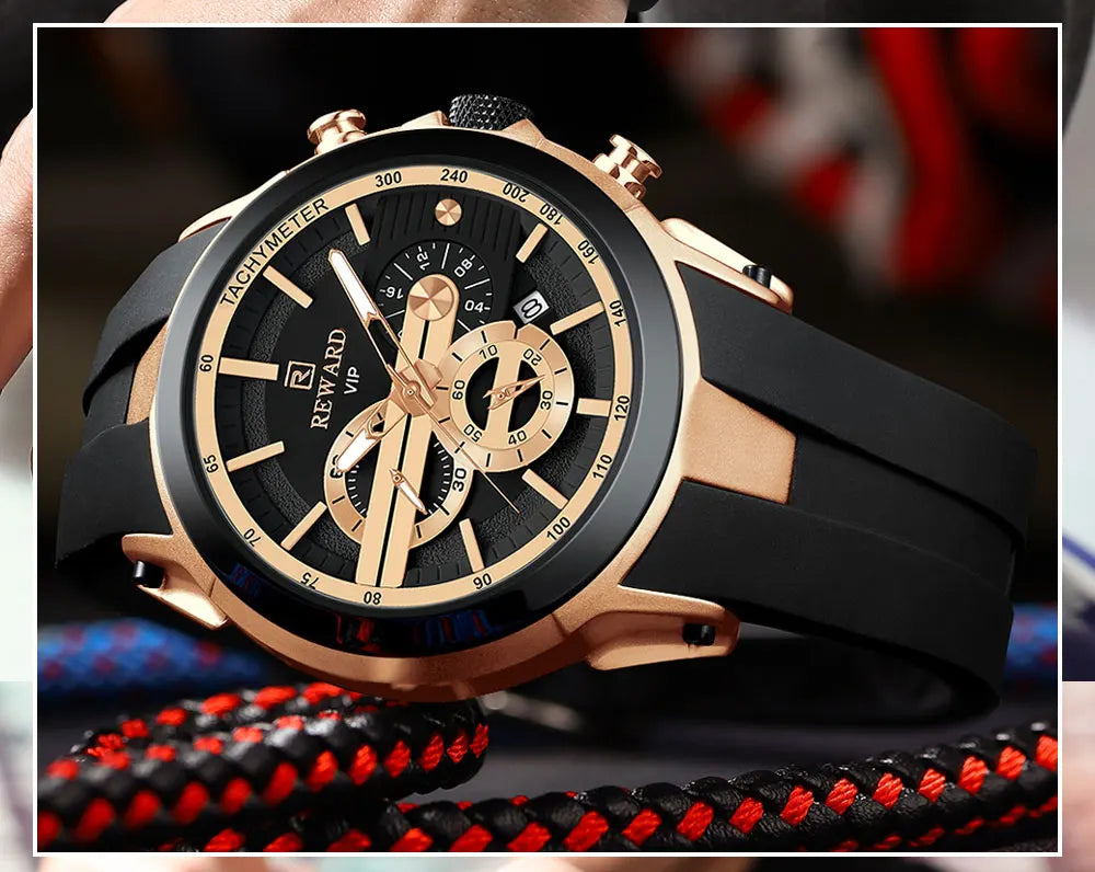 REWARD VIP New Fashion Watch for Men Leather Strap Waterproof